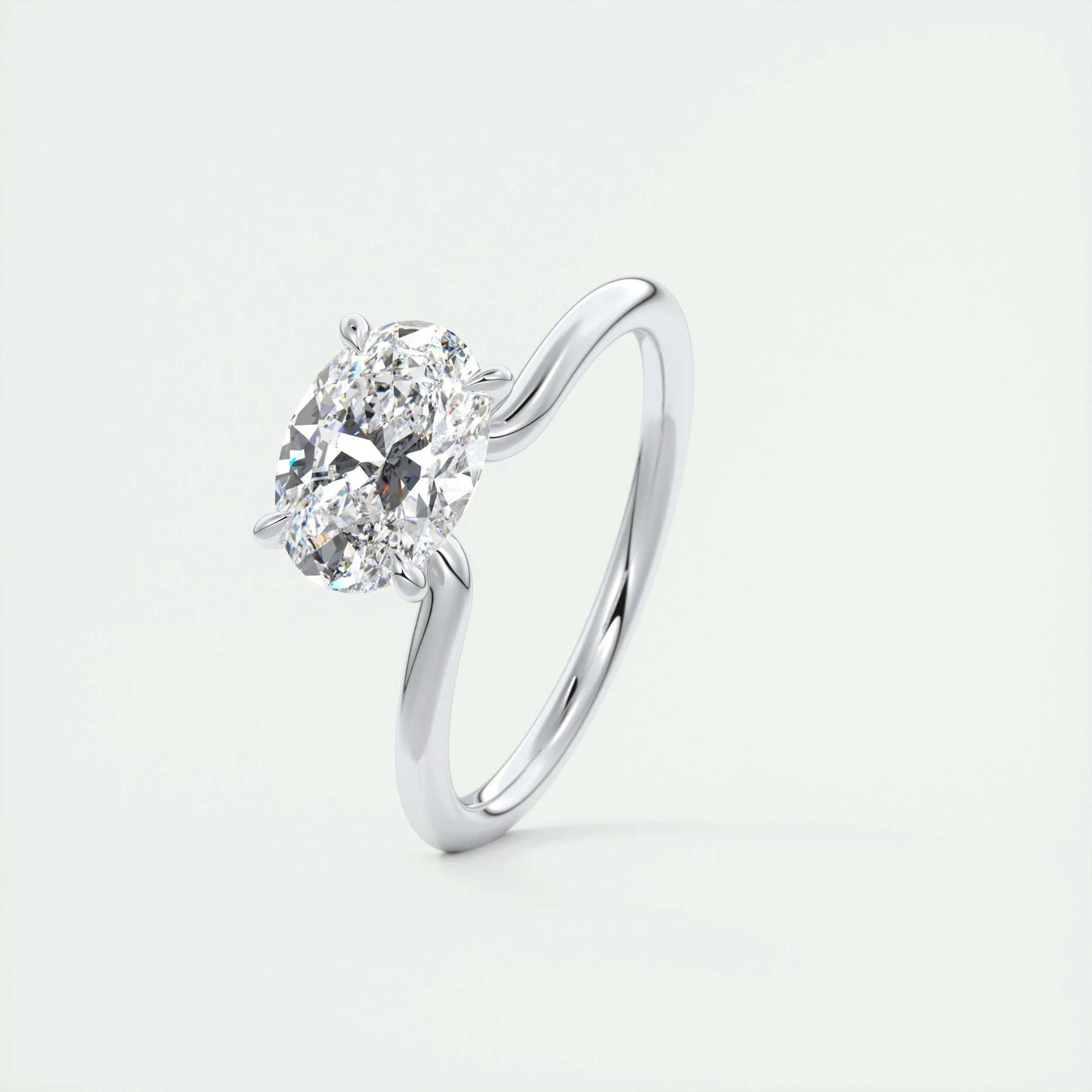 1.5 CT Oval Solitaire CVD F/VS1 Diamond Engagement Ring