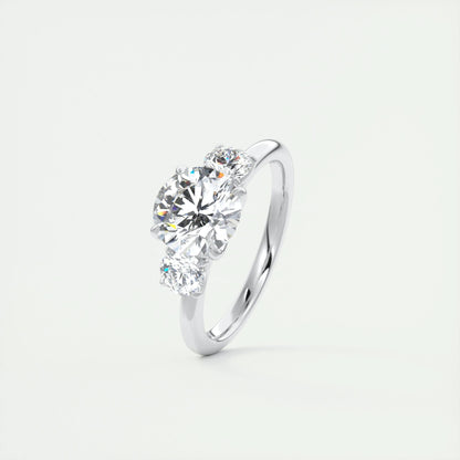 1.5 CT Round 3 Stones CVD F/VS1 Diamond Engagement Ring