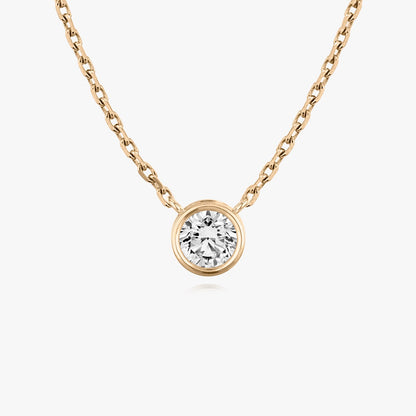 0.10 CT-1.0 CT Round Bezel Solitaire CVD F/VS Diamond Necklace