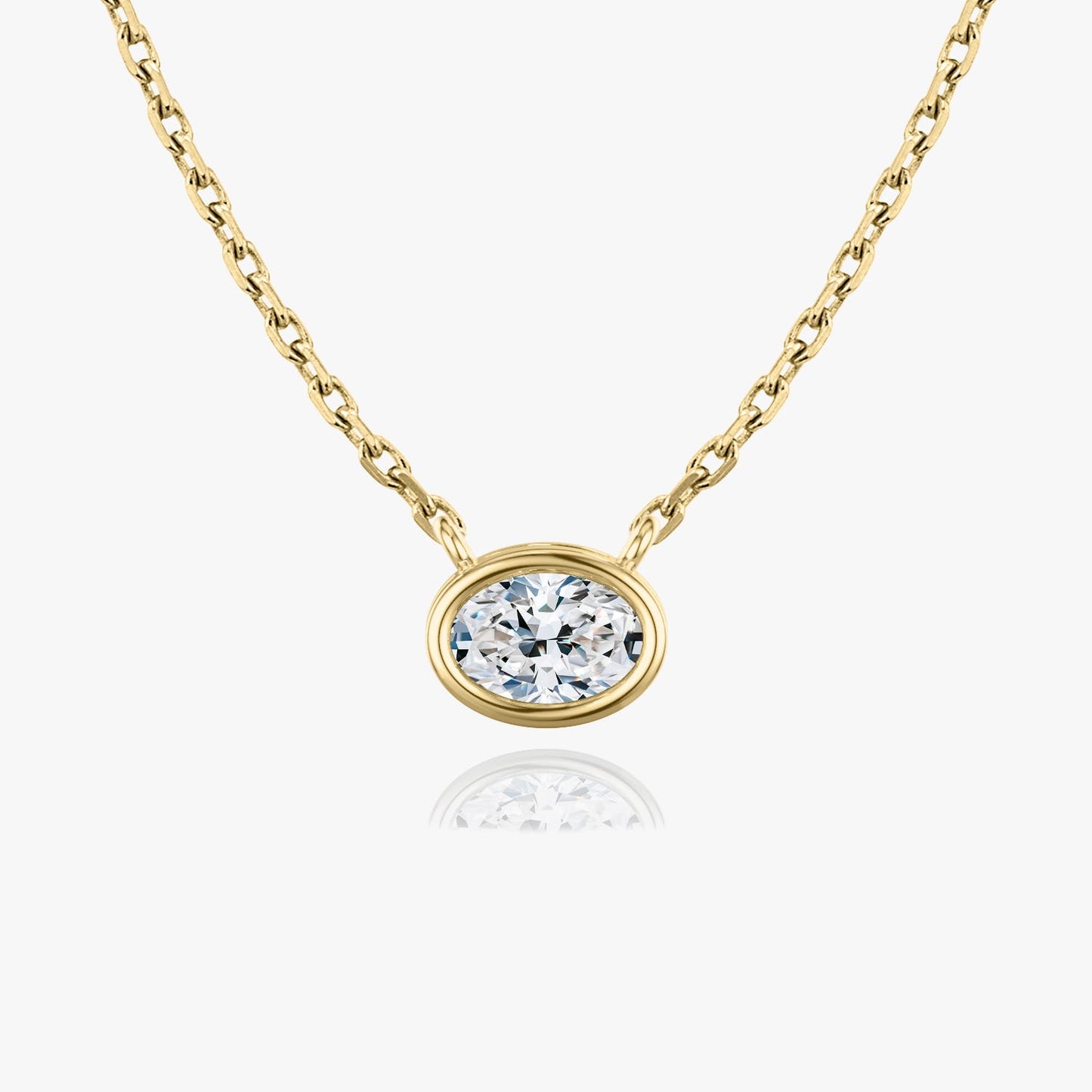 0.25 CT-1.0 CT Oval Bezel Solitaire CVD F/VS Diamond Necklace