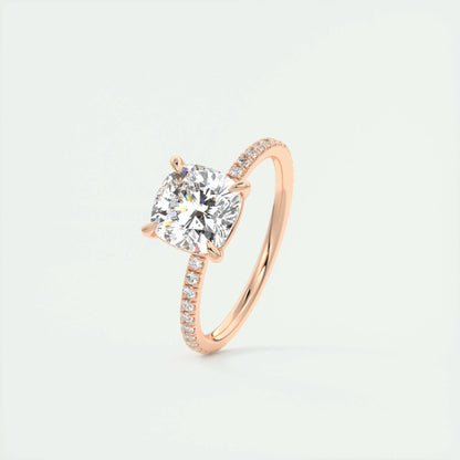 2 CT Cushion Solitaire CVD F/VS1 Diamond Engagement Ring