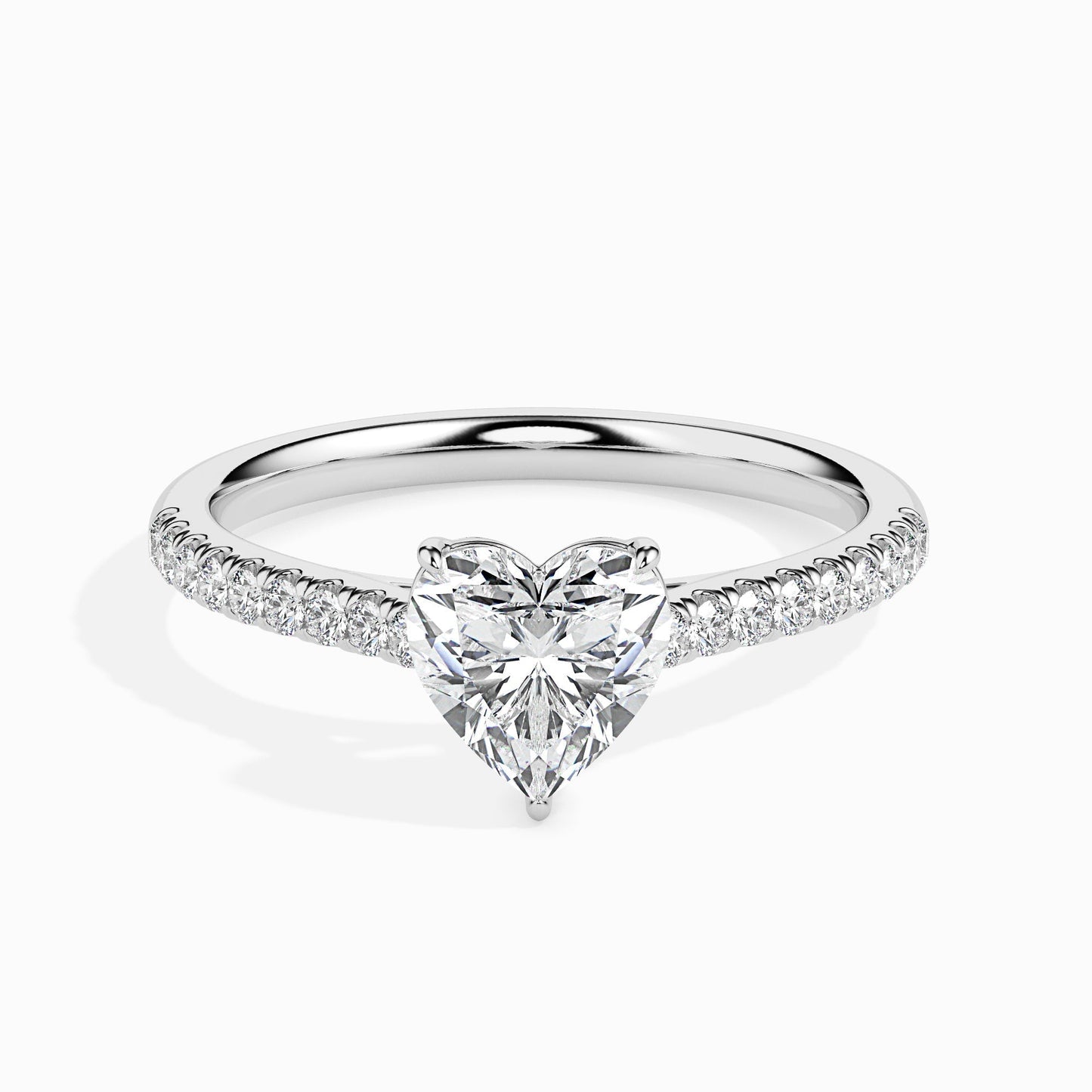 1ct Heart F- VS Diamond Pave Engagement Ring