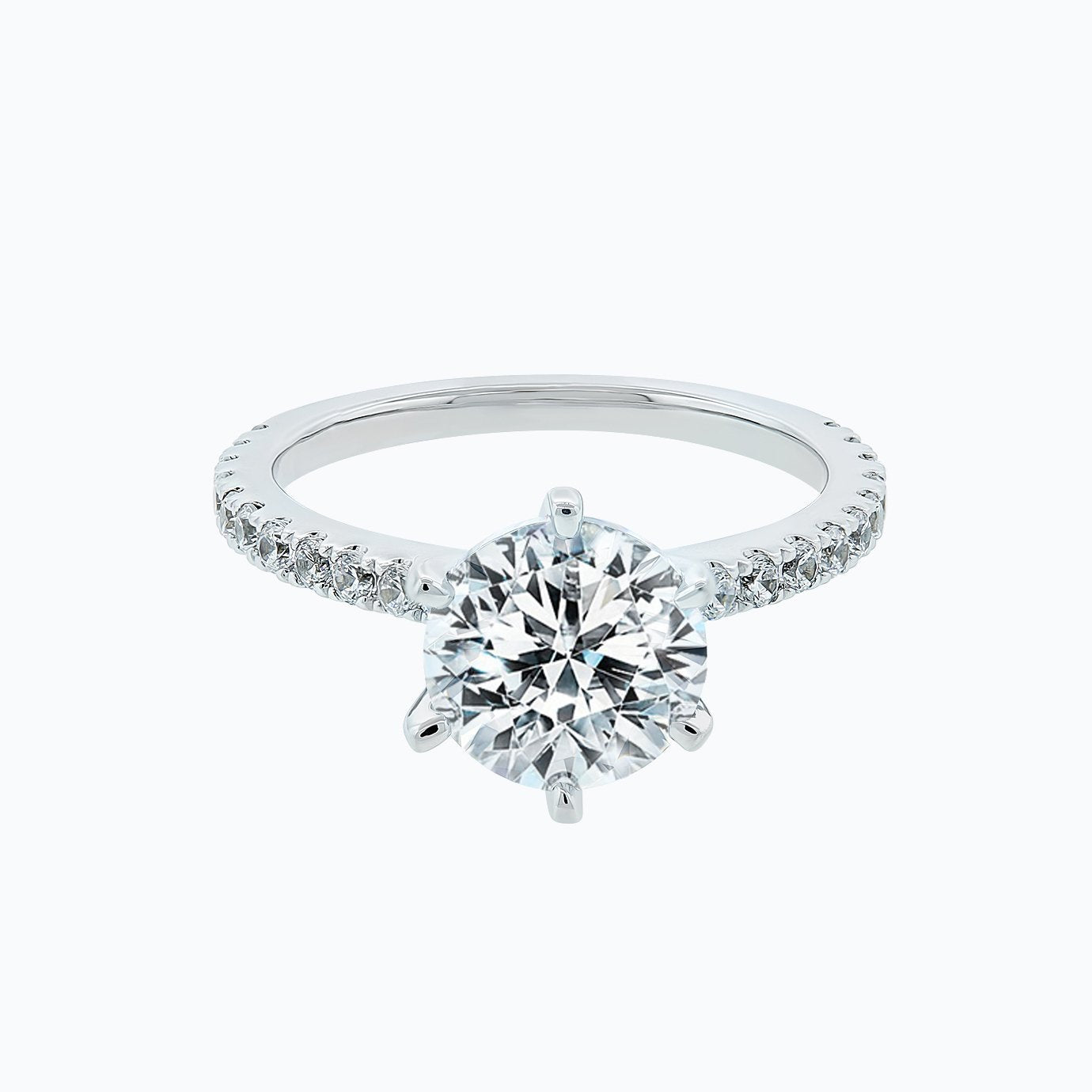 2.0 CT Round Pave Setting CVD F/VS2 Diamond Engagement Ring