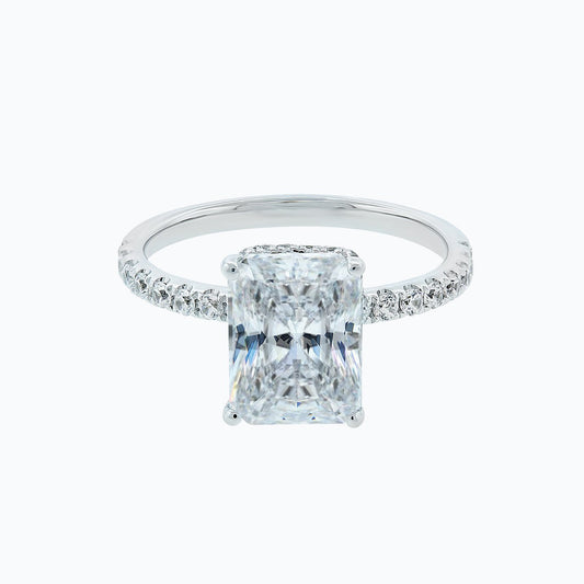 3.0 CT Radiant Hidden Halo CVD F/VS2 Diamond Engagement Ring