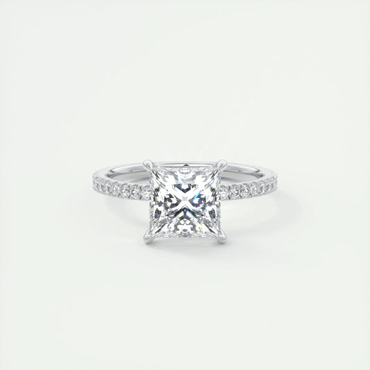 2 CT Princess Solitaire CVD F/VS1 Diamond Engagement Ring