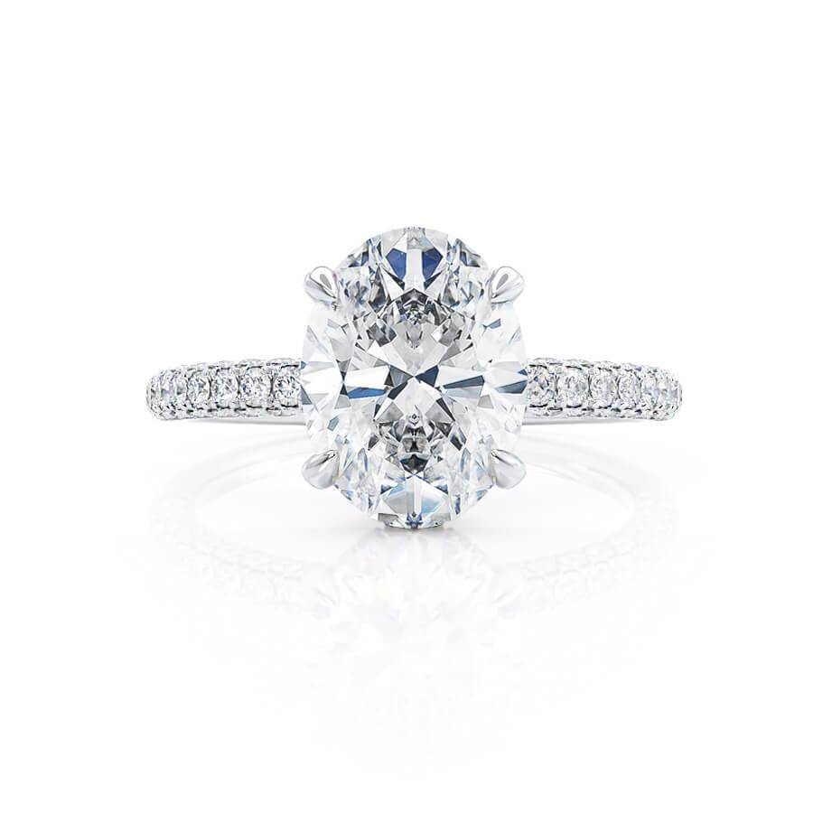 4.20 CT Oval Hidden Halo CVD G/VS2 Diamond Engagement Ring