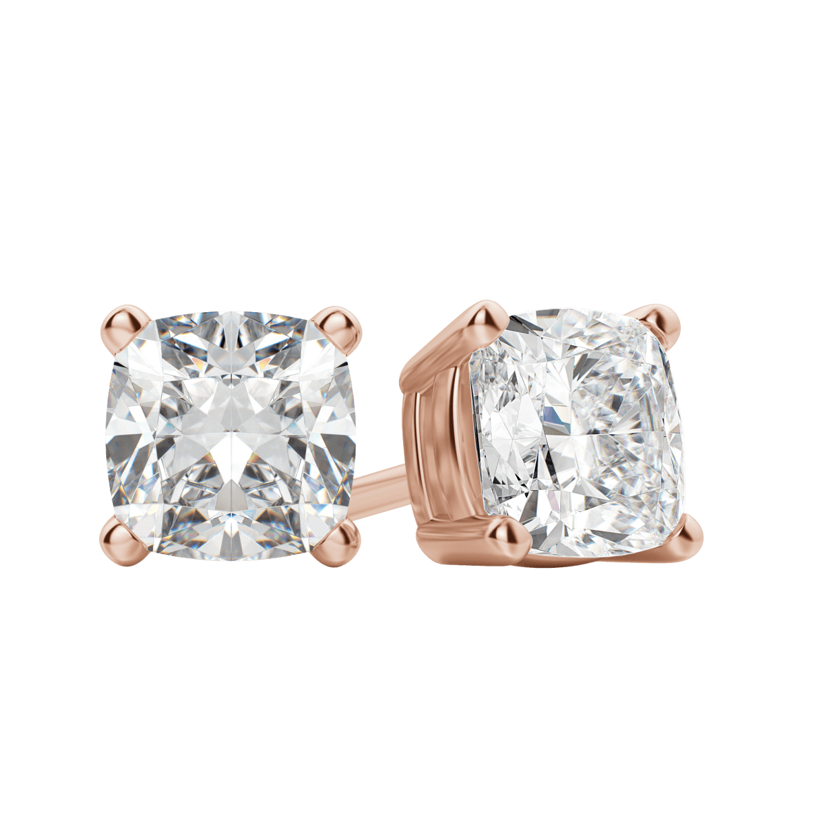 0.50 CT-2.0 CT Cushion Solitaire CVD F/VS Diamond Earrings