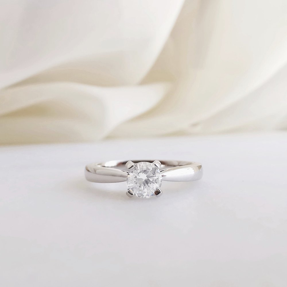 0.27 CT Round Solitaire CVD G/VS2 Diamond Engagement Ring