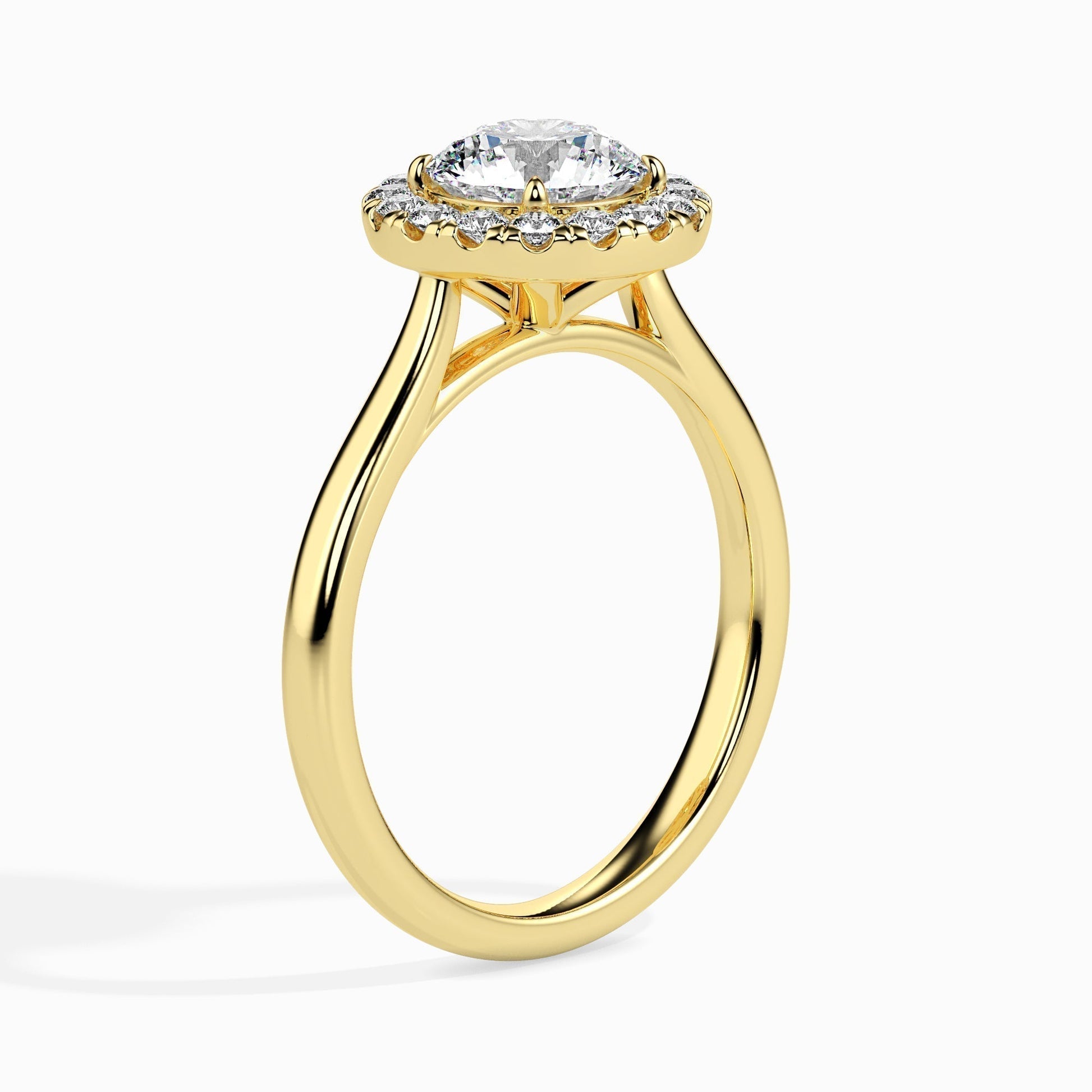 1ct Round F- VS Diamond Halo Engagement Ring