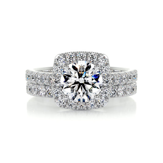 1.50 CT Round Halo CVD F/VS Diamond Bridal Ring Set