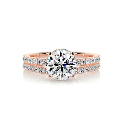 1.25 CT Round Hidden Halo CVD F/VS Diamond Bridal Ring Set