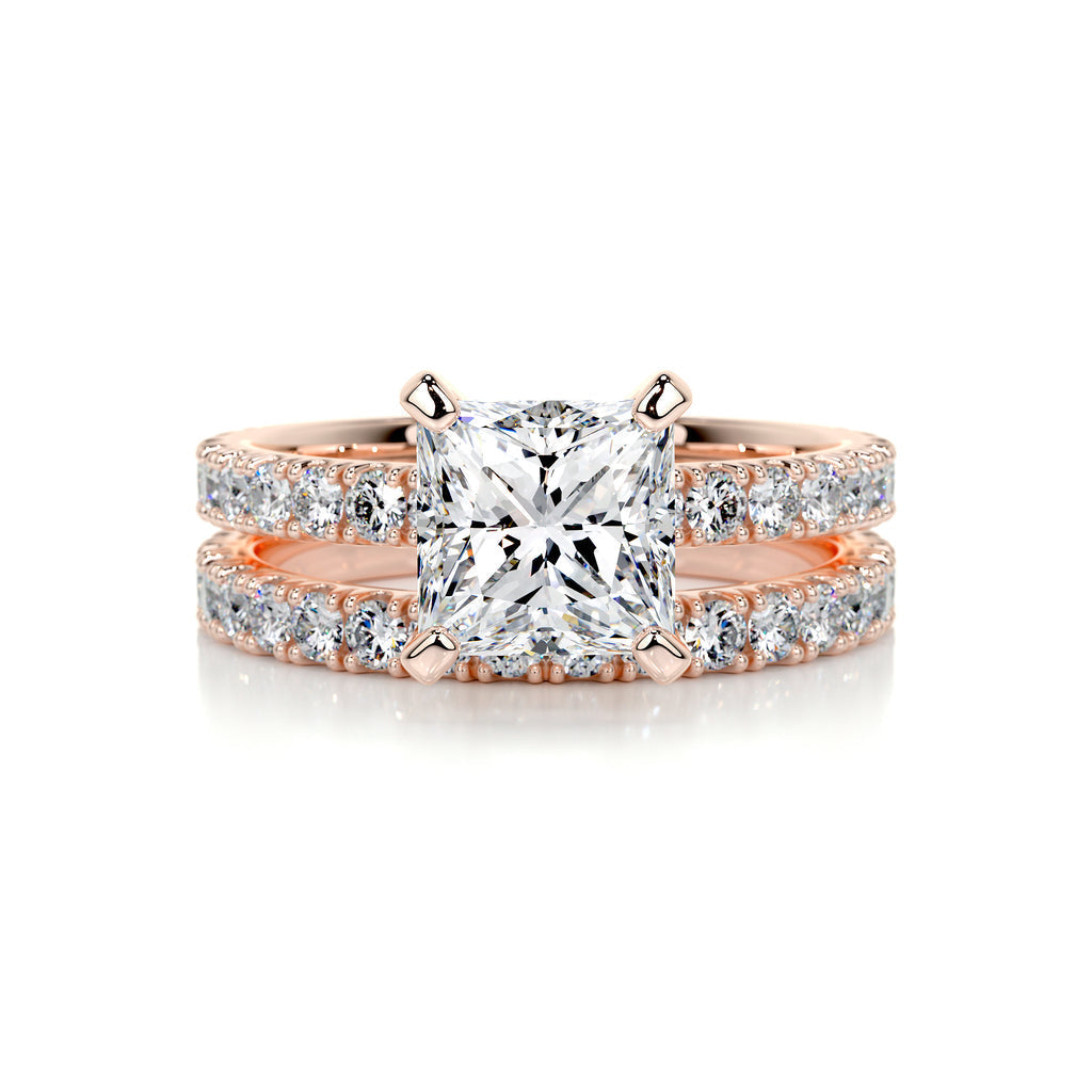 1.50 CT Princess Solitaire CVD F/VS Diamond Bridal Ring Set