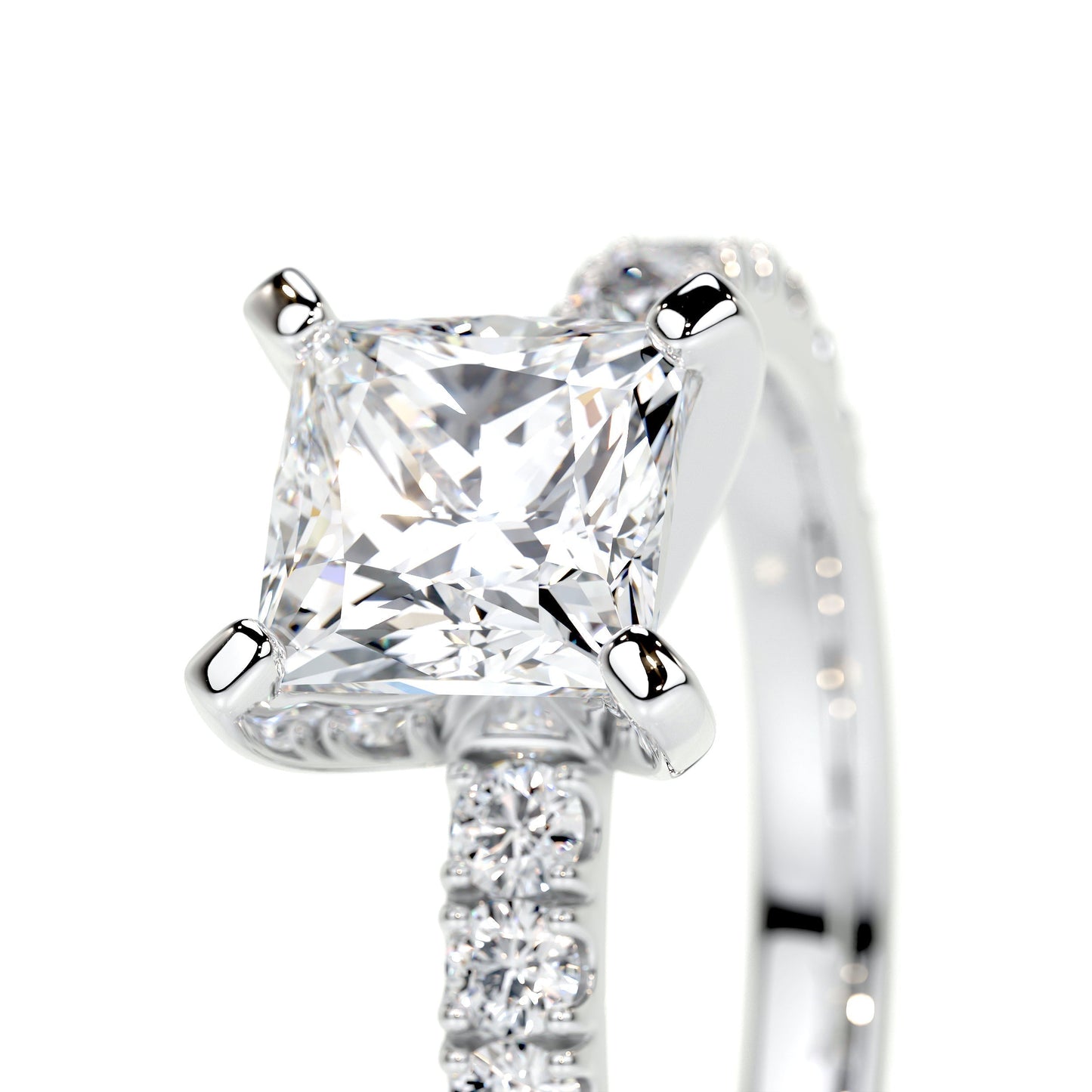 1.0 CT Princess Solitaire CVD D/VS1 Diamond Engagement Ring