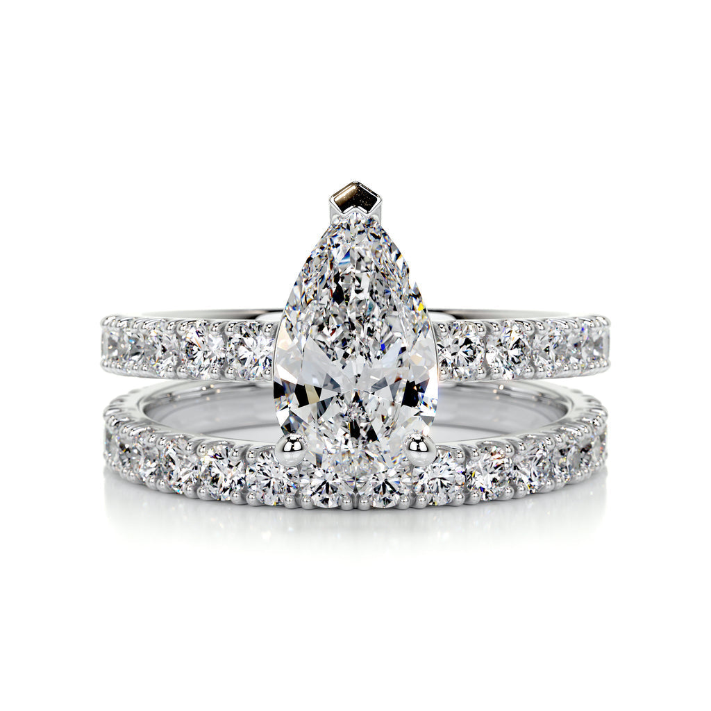 1.50 CT Pear Solitaire CVD F/VS Diamond Bridal Ring Set