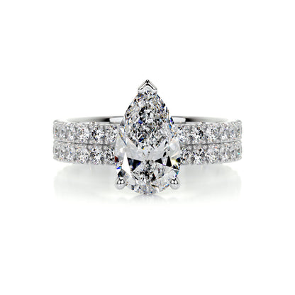 2.0 CT Pear Solitaire CVD F/VS Diamond Bridal Set