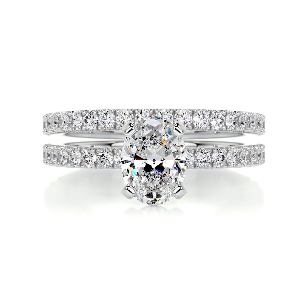 1.0 CT Oval Solitaire CVD F/VS Diamond Bridal Ring Set