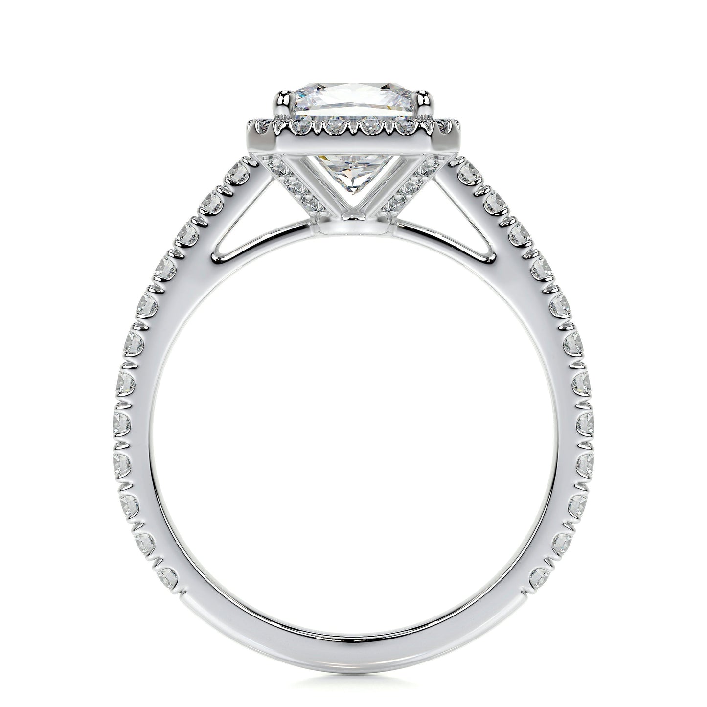 1.20 CT Princess Halo CVD E/VS2 Diamond Engagement Ring