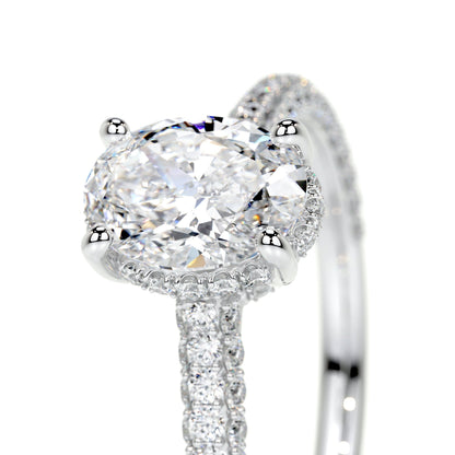 1.20 CT Oval Triple Pave CVD H/SI1 Diamond Engagement Ring