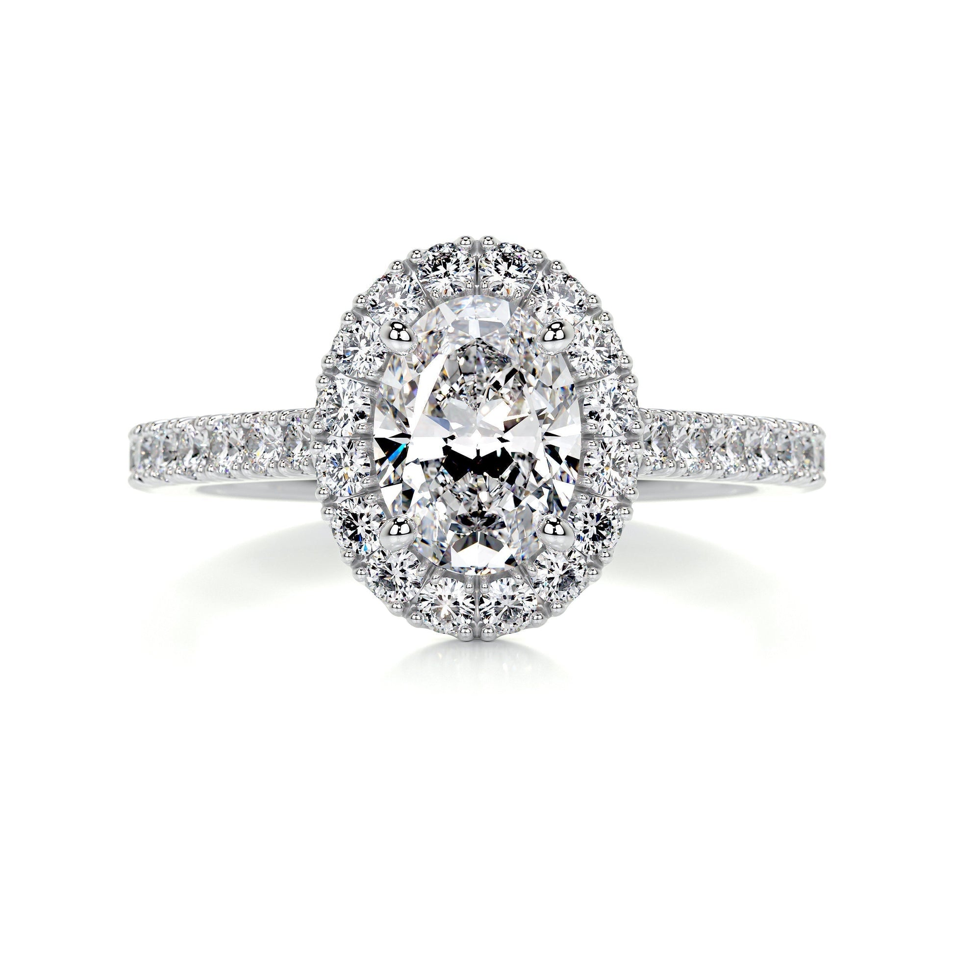 1.5 ct Oval F- VS2 Diamond Halo & Pave Moissanite Engagement Ring