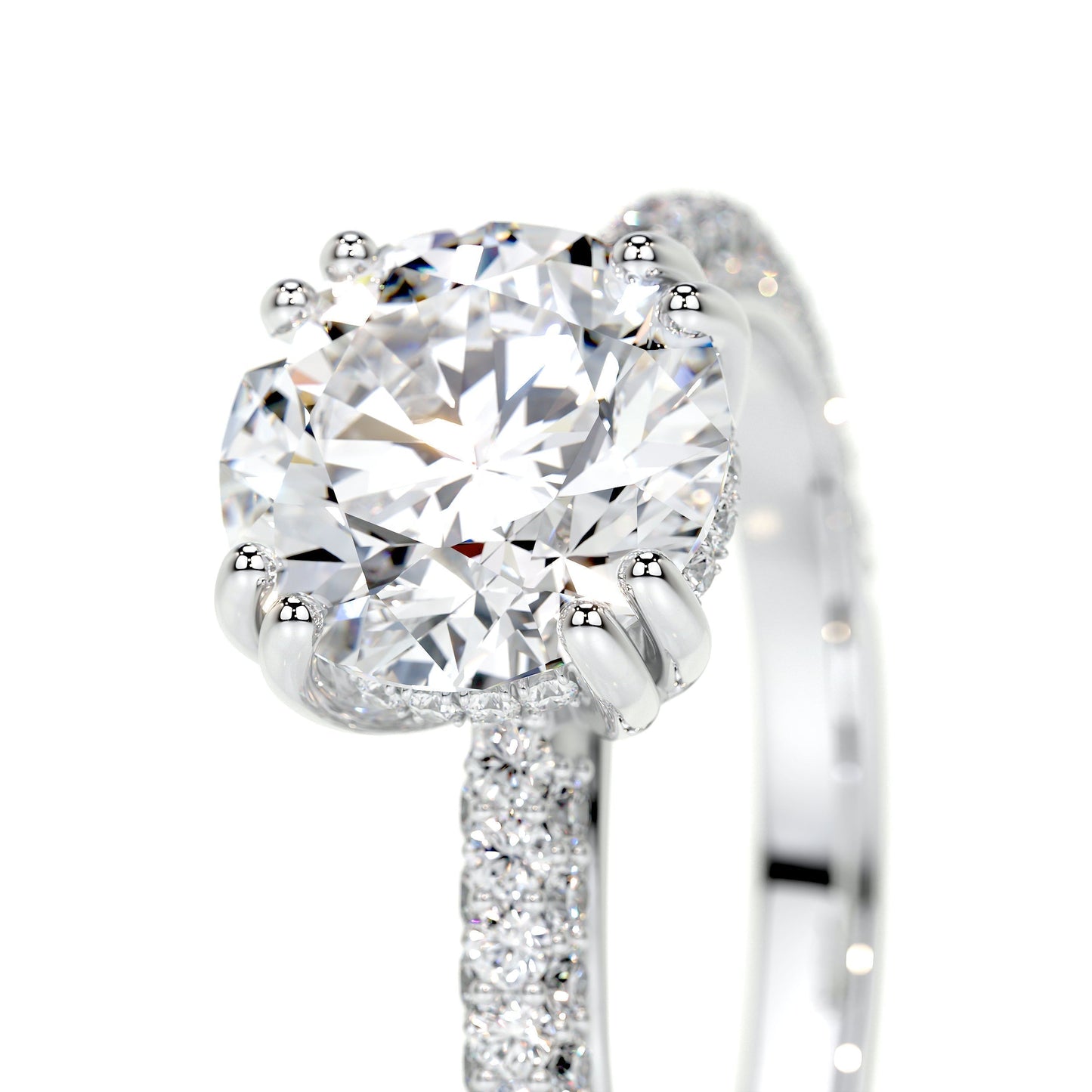 2.0 CT Round Hidden Halo CVD E/VS1 Diamond Engagement Ring