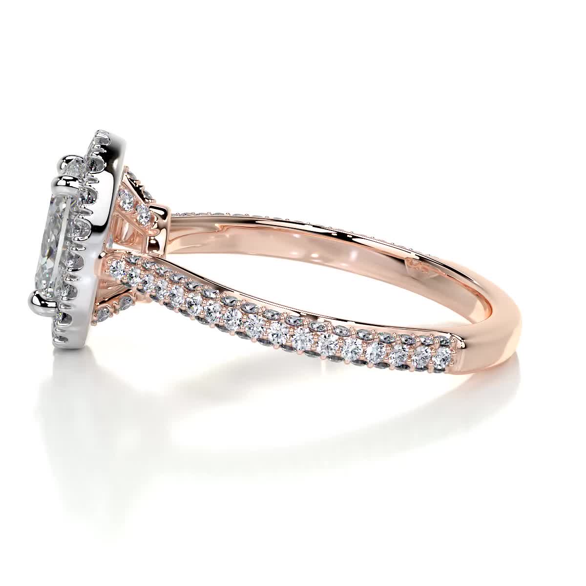 1.50 CT Oval Halo CVD F/VS2 Diamond Engagement Ring