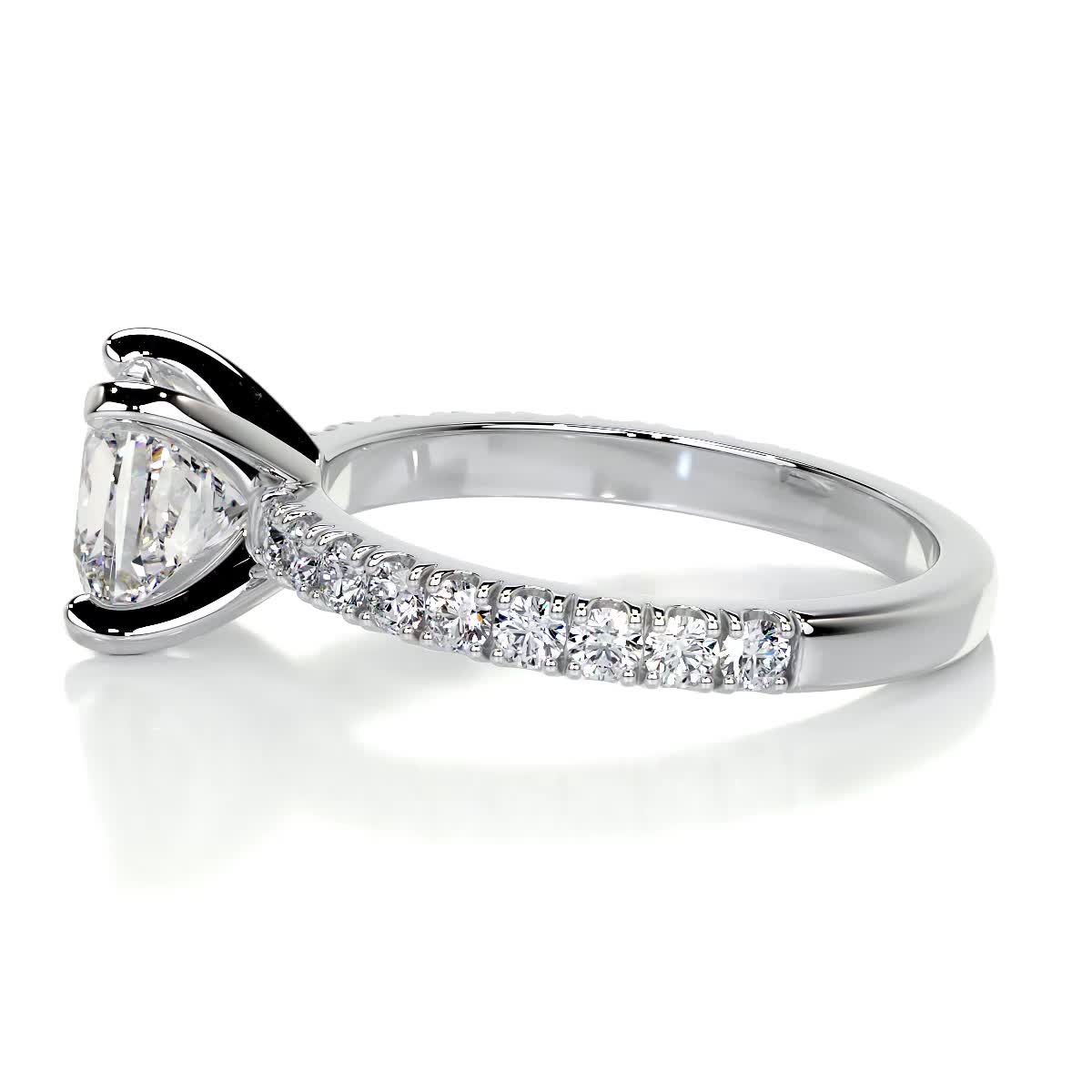 1.5 ct Princess G- VS2 Diamond Pave Moissanite Engagement Ring