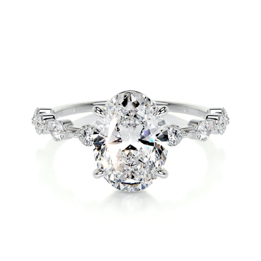 3.0 CT Oval Solitaire CVD  E/VS1 Diamond Engagement Ring