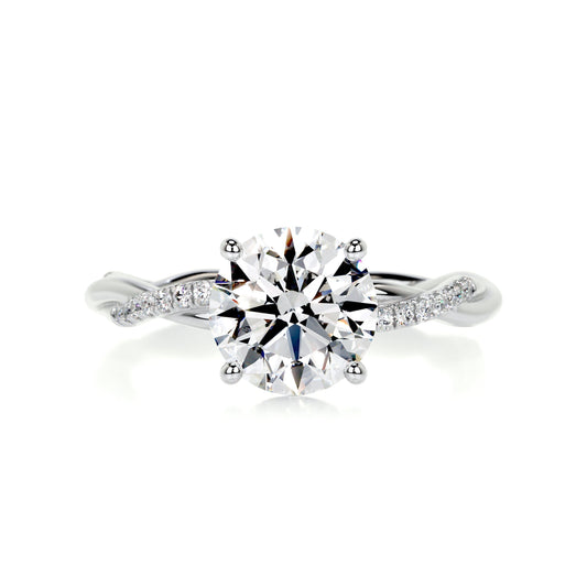 1.5 ct Round F- VS2 Diamond Pave Moissanite Engagement Ring