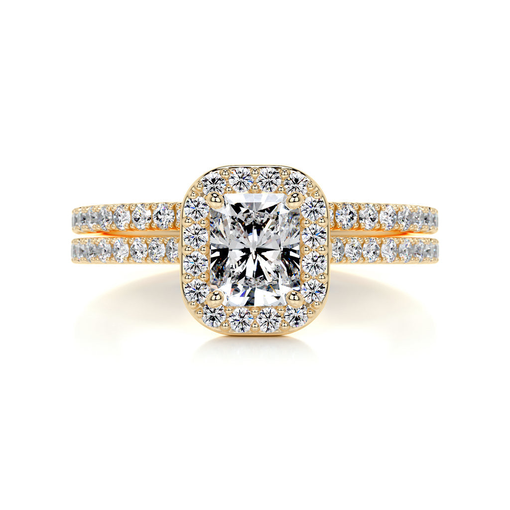 1.0 CT Radiant Halo CVD F/VS Diamond Bridal Ring Set