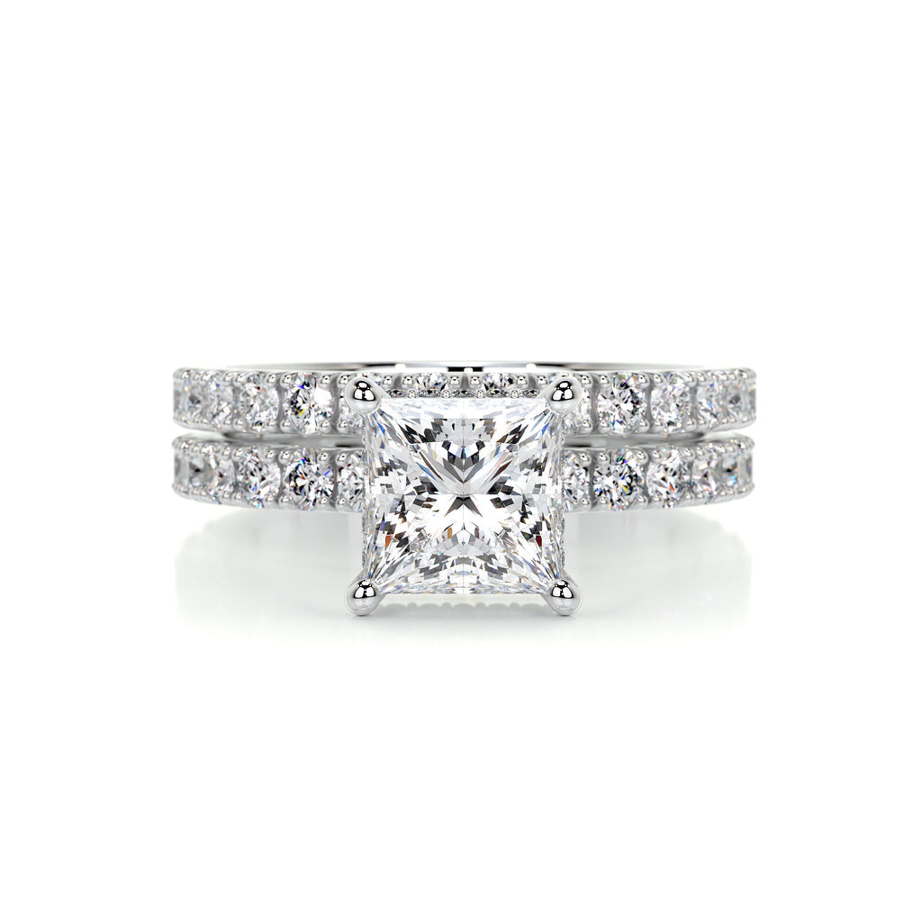 1.50 CT Princess Hidden Halo CVD F/VS Diamond Bridal Ring Set