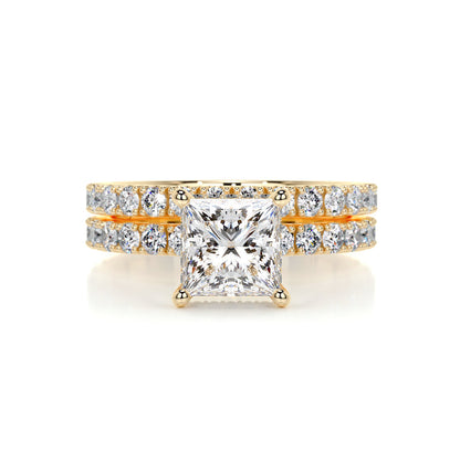 1.50 CT Princess Hidden Halo CVD F/VS Diamond Bridal Ring Set