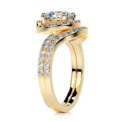 1.50 CT Round Halo CVD F/VS Diamond Bridal Ring Set