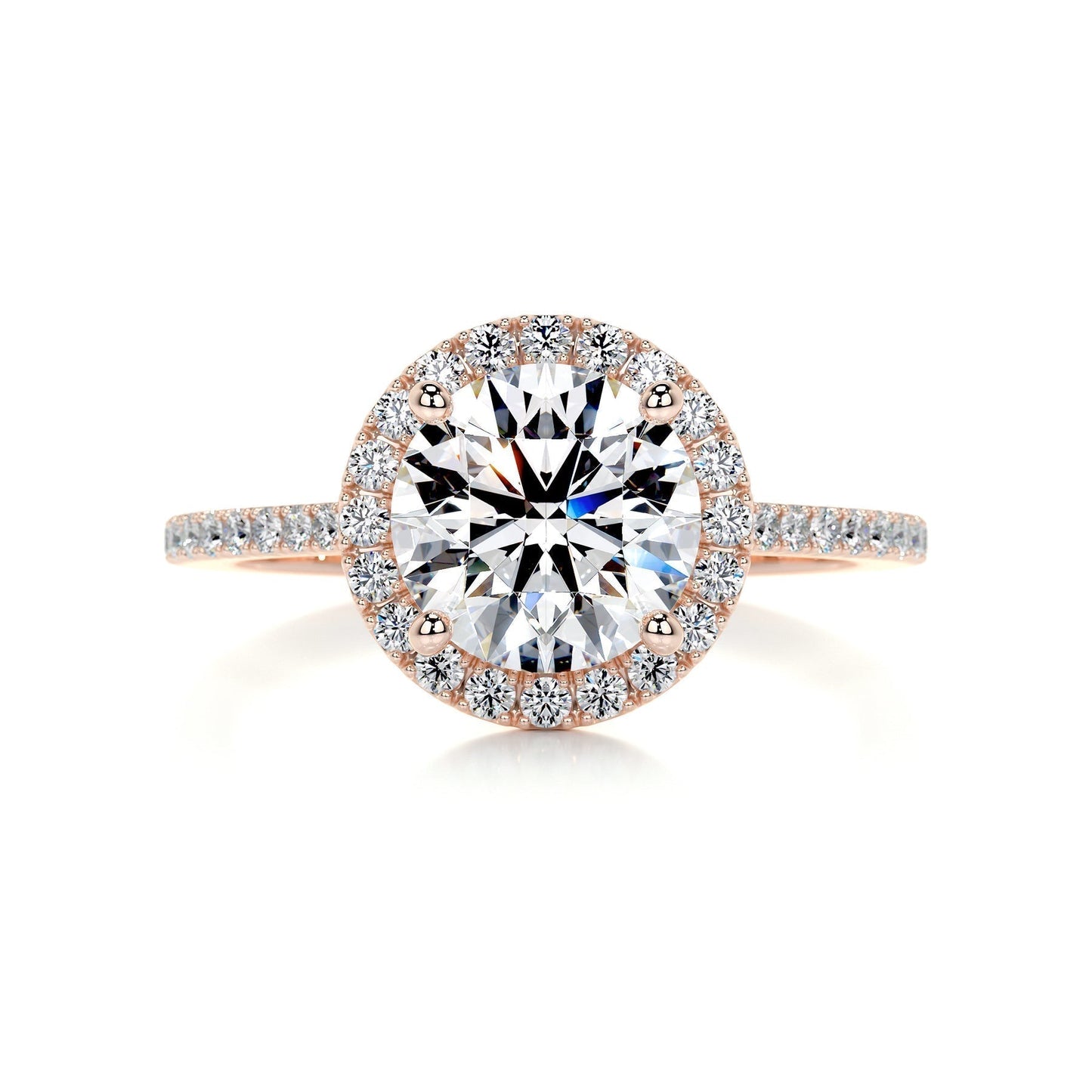 2 ct Round D- VS2 Diamond Halo & Pave Moissanite Engagement Ring