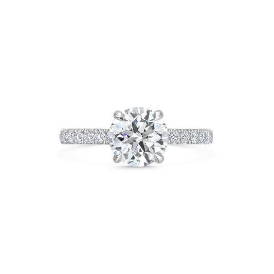 1.5 ct Round F- VVS1 Diamond Pave Moissanite Engagement Ring