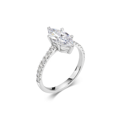 2 ct Marquise F- VS1 Diamond Pave Moissanite Engagement Ring