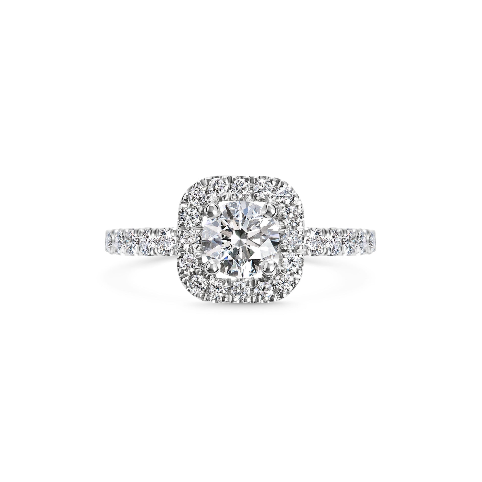 0.6 ct Cushion F- VS1 Diamond Halo & Pave Engagement Ring