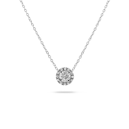 0.55 CT Round Halo CVD F/VS Diamond Necklace