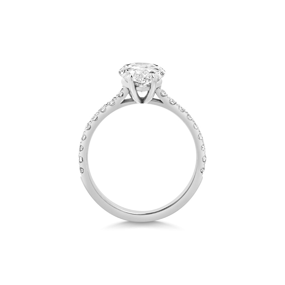 2 ct Pear F- VS1 Diamond Pave Moissanite Engagement Ring