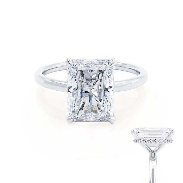 2.0 CT Radiant Hidden Halo CVD F/VVS1 Diamond Engagement Ring