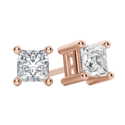 0.50 CT-2.0 CT Princess Solitaire CVD F/VS Diamond Earrings