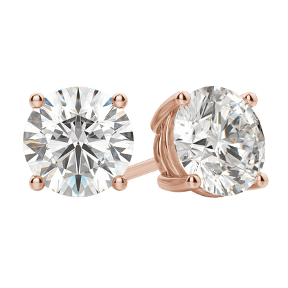 0.50 CT-4.0 CT Round Solitaire CVD F/VS Diamond Earrings