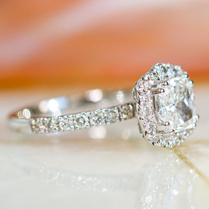 1.50 CT Cushion Halo F/VS1 Diamond Engagement Ring