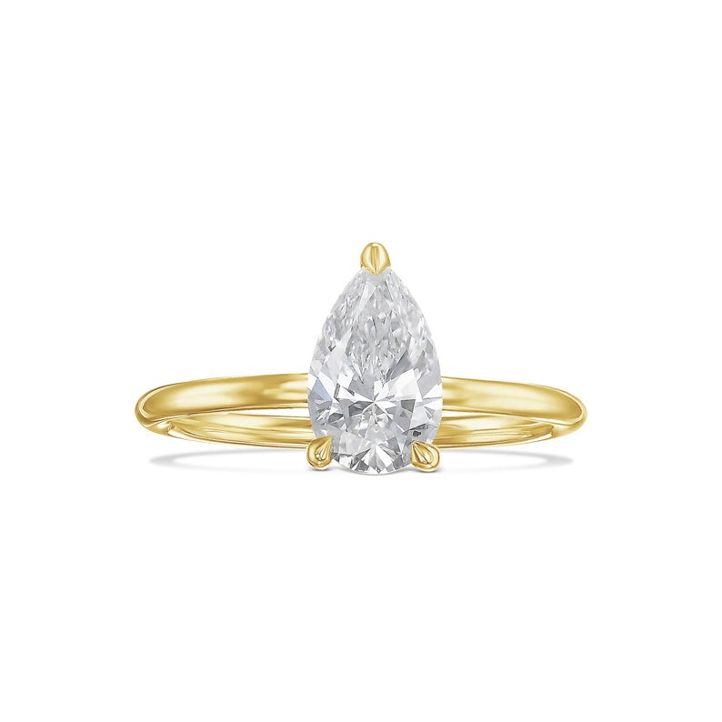 1.0 CT Pear Solitaire CVD E/VS2 Diamond Engagement Ring