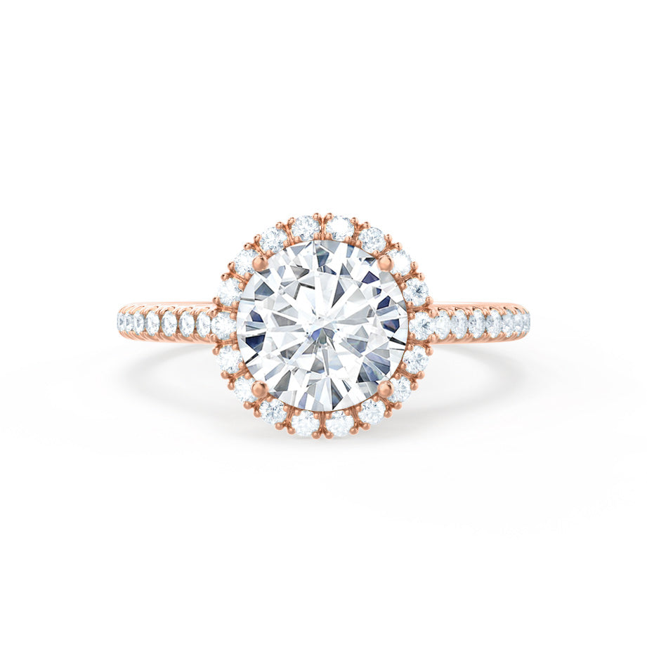 1.0 CT Round Halo CVD E/VS2 Diamond Engagement Ring