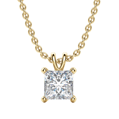 0.25 CT- 1.0 CT Princess Solitaire CVD F/VS Diamond Necklace